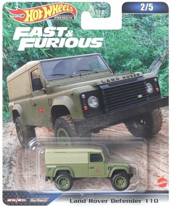 Land Rover Defender 110 green F&amp;F - Hot Wheels 1:64