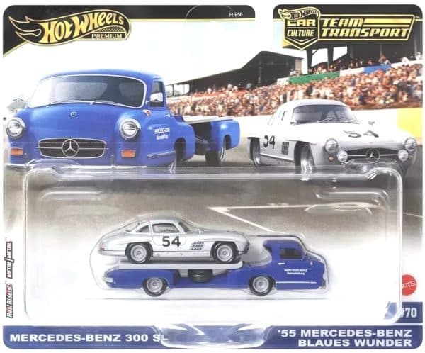 Mercedes Benz 300SL &amp; Mercedes Blue Wunder 55 - Hot Wheels 1:64