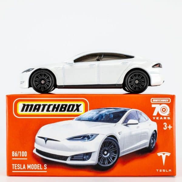 Tesla Model S hvit - Matchbox 1:64 (eske)