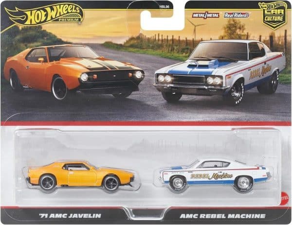 2 -pakke AMC Javelin 1971, AMC Rebel Machine - Hot Wheels 1:64